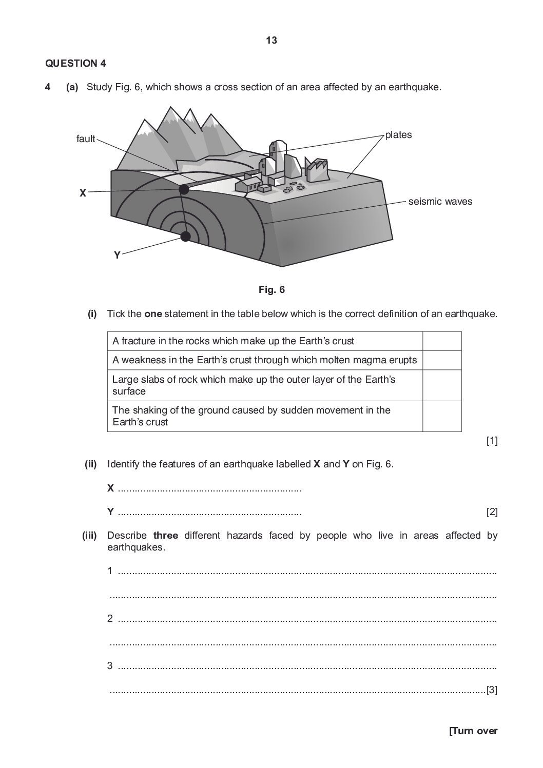 Earthquakes Worksheet